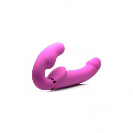 Double gode ceinture gonflable vibrant télécommandé rose STRAP U