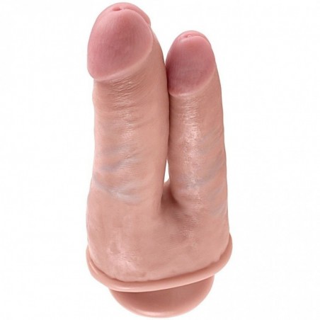 Gode double pénétration réaliste ventouse 11,4/15,2cm KING COCK