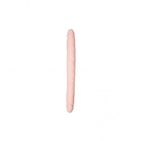 Double dong réaliste silicone flexible beige 40cm EASYTOYS
