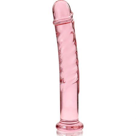 Gode en verre avec gland réaliste rose 18,5cm x 3cm 16 NEBULA