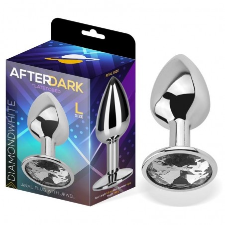 Plug anal aluminium 9.5cmx4cm Diamond White L AFTERDARK