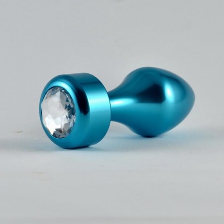 Plug anal métal bleu avec bijou diamant 8cmx3cm LOVETOY