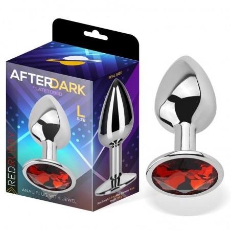 Plug anal aluminium bijou 9.5cmx4cm Red Rubby L AFTERDARK