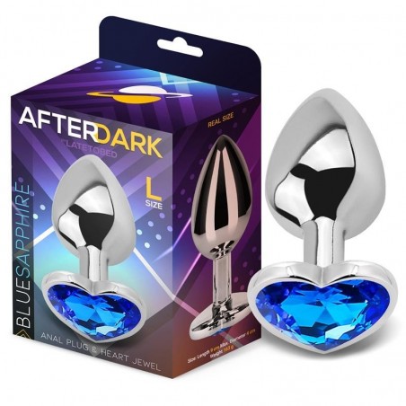 Plug anal chromé base forme coeur 9cmx4cm Blue Sapphire L AFTERDARK