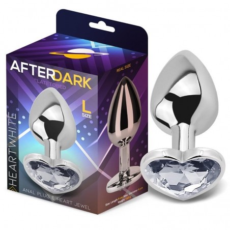 Plug anal bijou diamant coeur 9cmx4cm Heart White L AFTERDARK