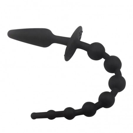 Plug anal queue en chapelet silicone noir A-GUSTO