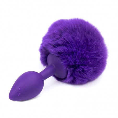 Plug anal silicone pompon violet S 7cmx3cm AFTERDARK
