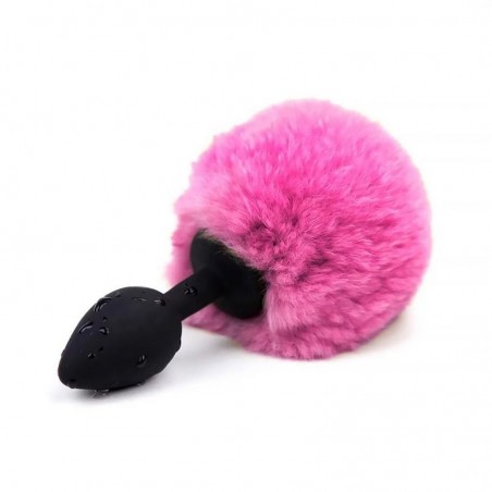 Plug anal noir queue lapin rose S 7cmx3cm AFTERDARK