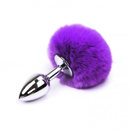 Plug anal chromé queue lapin violet S 7cmx3cm AFTERDARK