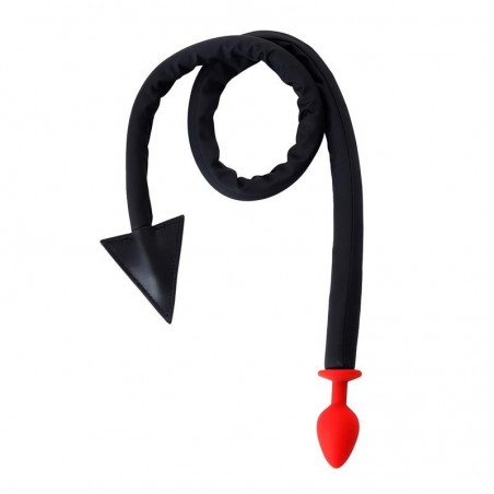 Plug anal rouge avec queue de diable noire A-GUSTO