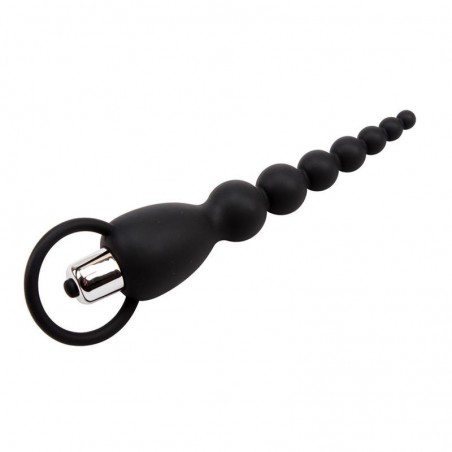Chapelet anal vibrant silicone noir 15cm BlackMont CHISA