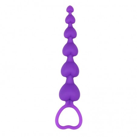 Chapalet anal 6 perles en coeur violet 18,5cm MisSweet CHISA