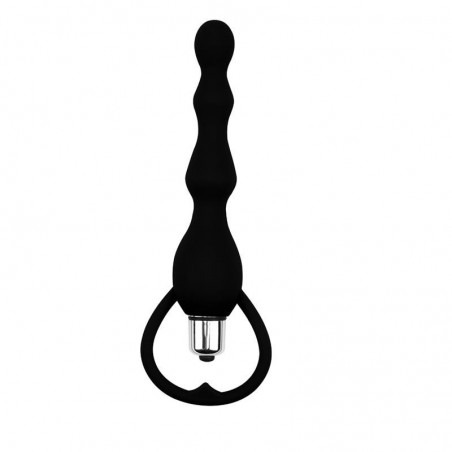 Chapelet plug anal vibrant silicone noir 13cm BlackMont CHISA