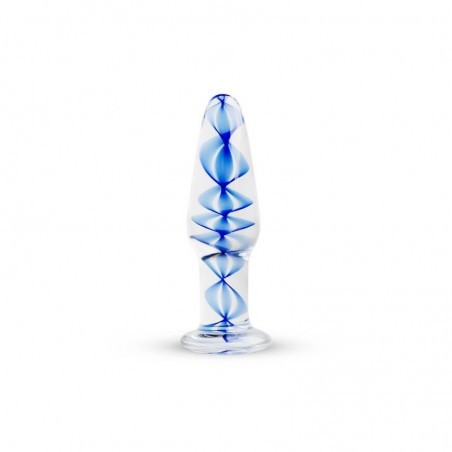 Plug anal en verre transparent et bleu 10,5cmx3,2cm Numéro 23 GILDO