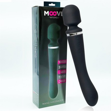 Vibromasseur wand silicone noir 2 moteurs MOOVE