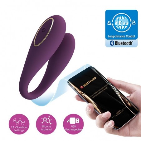 Vibromasseur pour couple connecté violet August PRETTYLOVE