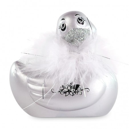 Canard vibrant argenté avec boa plume BIG TEAZE TOYS