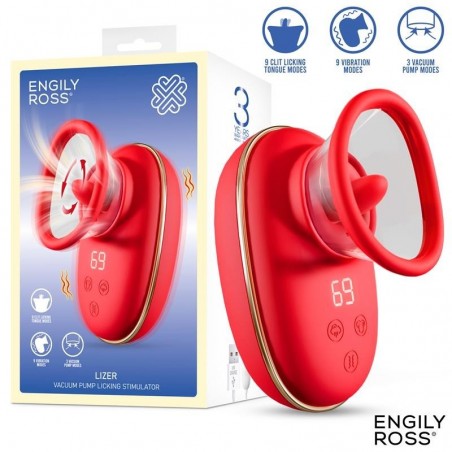 Stimulateur léchant aspirant et vibrant rouge Lizer ENGILY ROSS