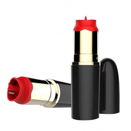 Vibromasseur Rouge à Lèvres avec Langue Stimulante Noir A-GUSTO