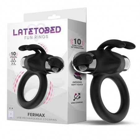 Anneau silicone pénien oreilles de lapin vibrantes Fermax LATETOBED