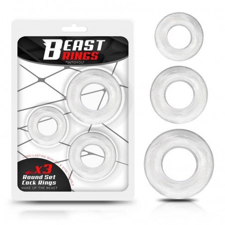 Set de 3 cockrings épais 2/2,5/3cm transparents BEAST RINGS