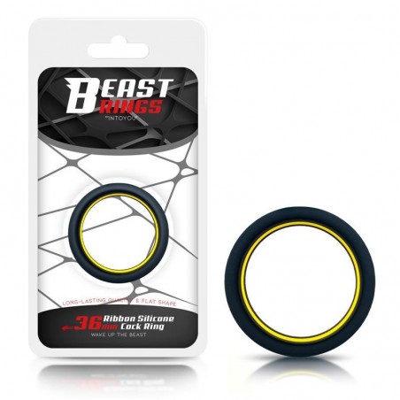 Cockring Large Silicone 3.6cm jaune et noir BEAST RINGS