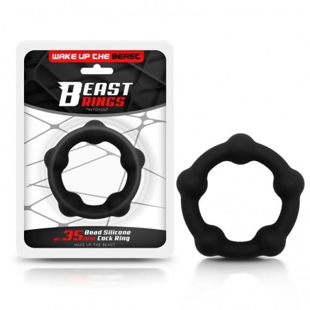 Cockring perlé en silicone 3.5cm noir BEAST RINGS