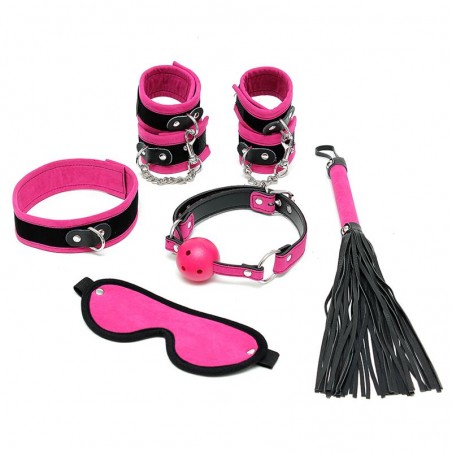 Kit bondage complet 6 pièces noir/violet/rose RIMBA