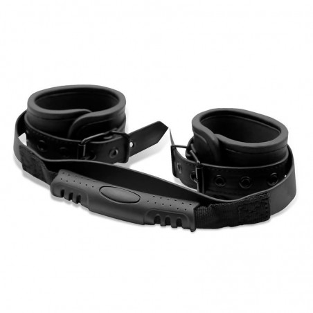 Menottes avec poignée de maintien en cuir vegan Black Shadow INTOYOU