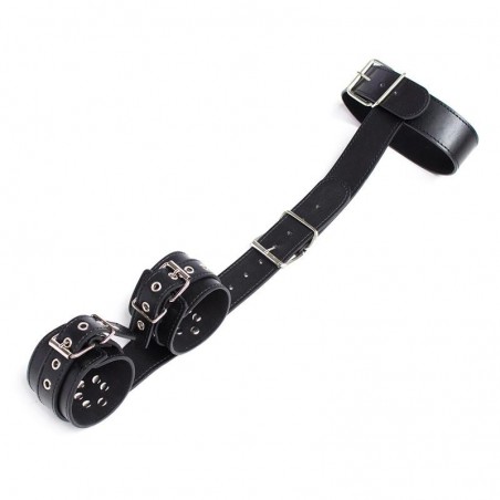 Collier et menottes reliés par sangle ajustable noir LATETOBED