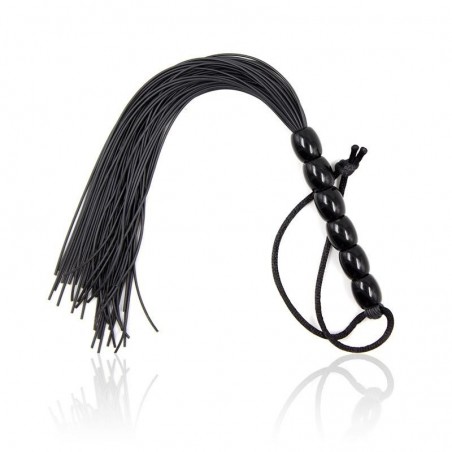 Martinet en silicone avec manche à 6 perles 26cm noir LATETOBED BDSM LINE