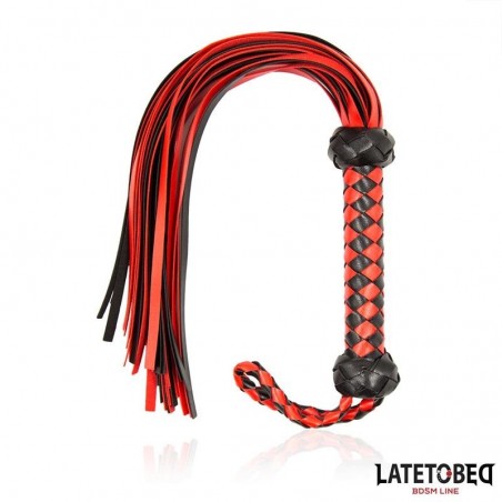 Flogger manche tressé et rayé rouge et noir 50cm LATETOBED