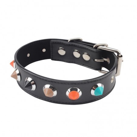 Collier avec épines de couleurs 46.5cm noir/blanc CHISA