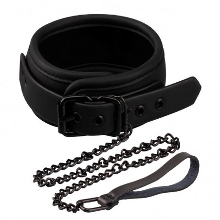 Collier en cuir vegan avec laisse noir INTOYOU