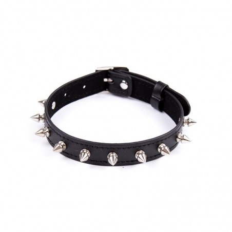 Collier à pointes ajustable 43cm Noir LATETOBED