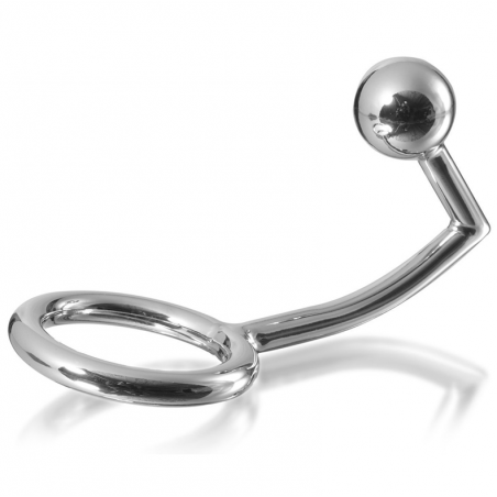 Cockring acier avec crochet boule anal METAL HARD