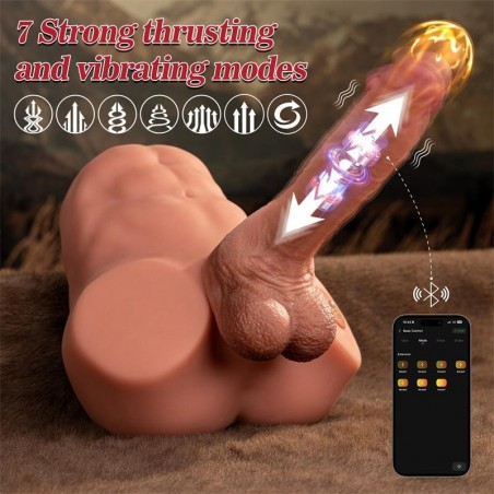 Fessier masculin avec gode amovible va-et-vient bluetooth Jonah XISE